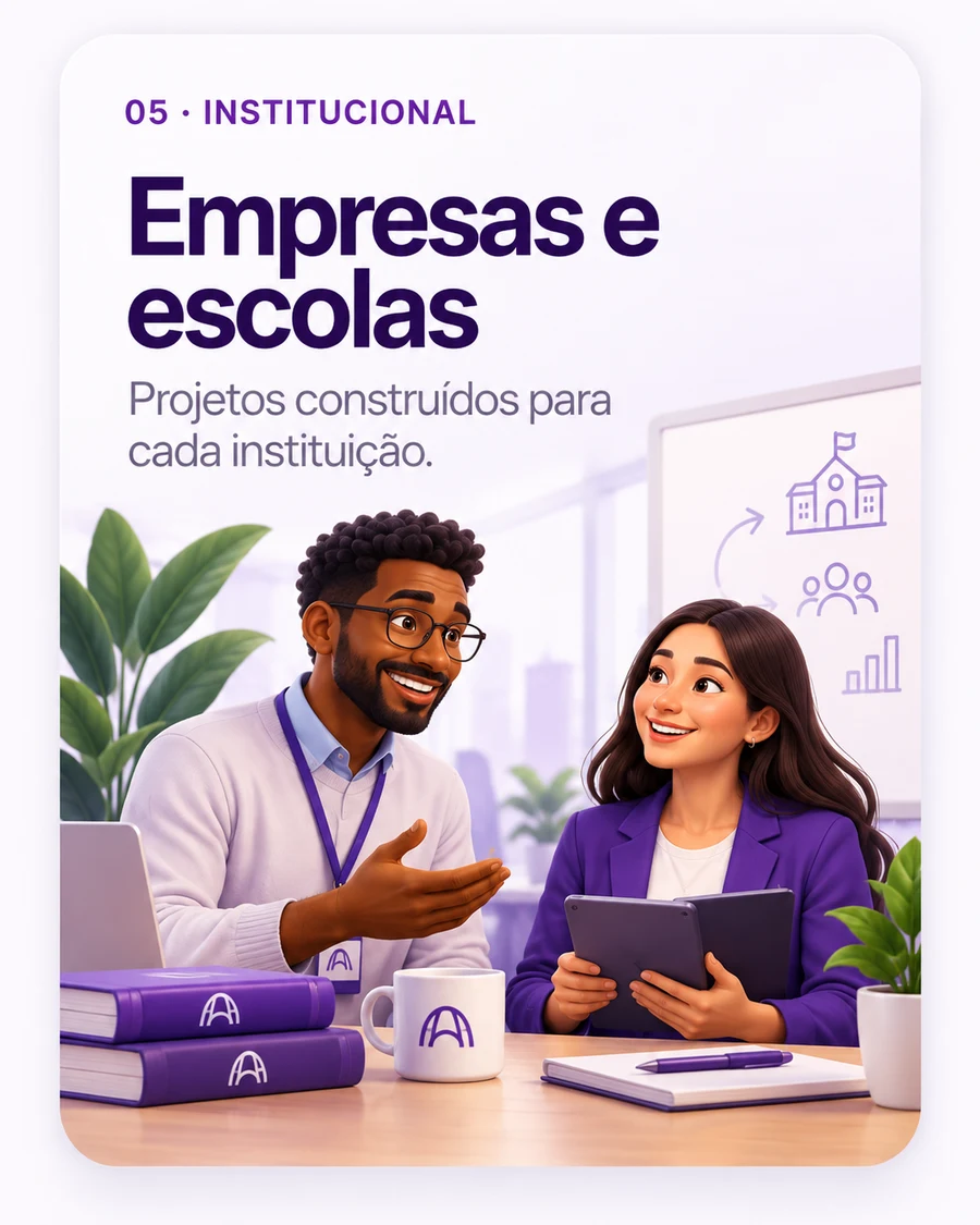 Card de Empresas e escolas — projetos construídos para cada instituição.